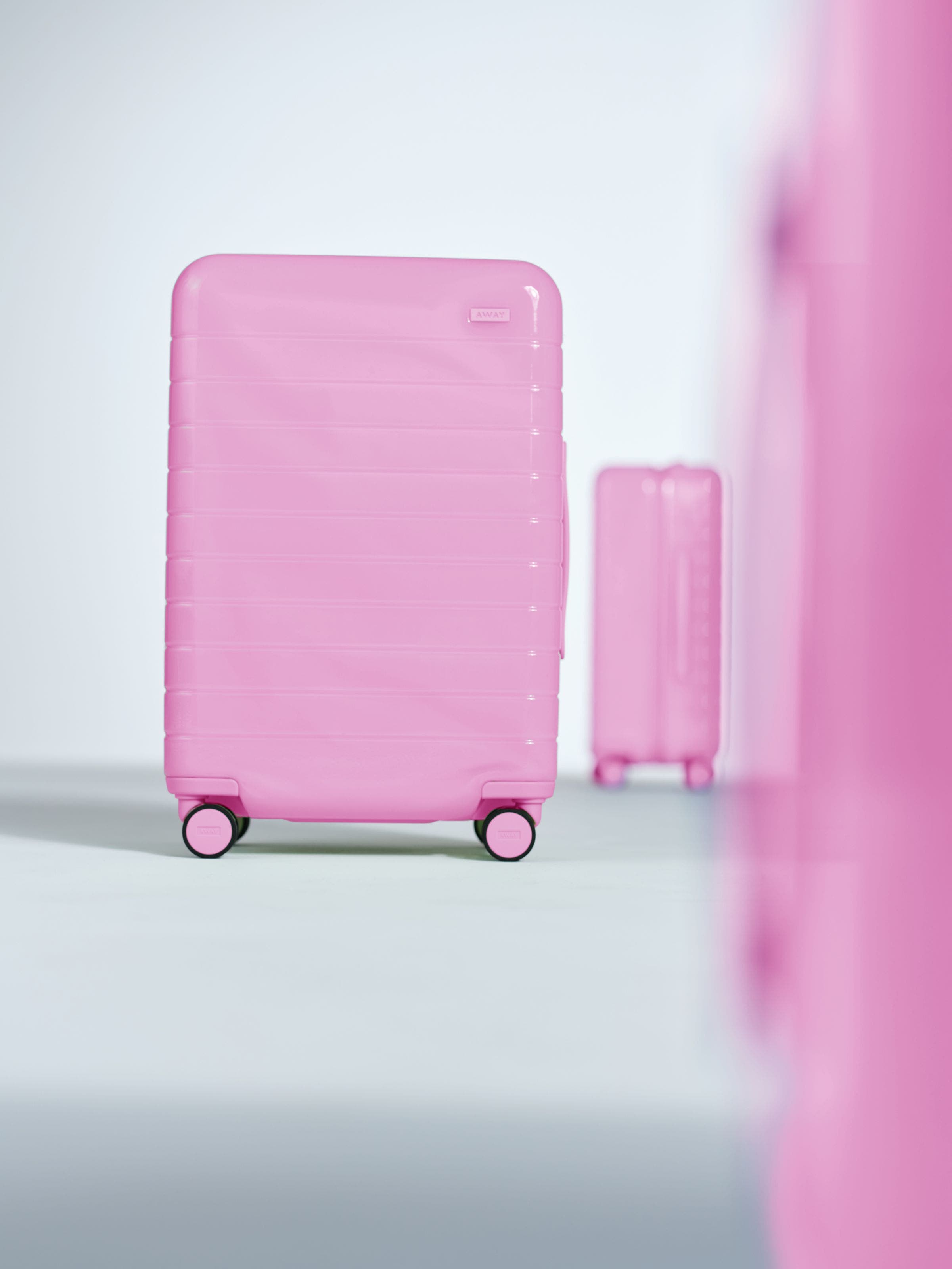 Pink suitcase.