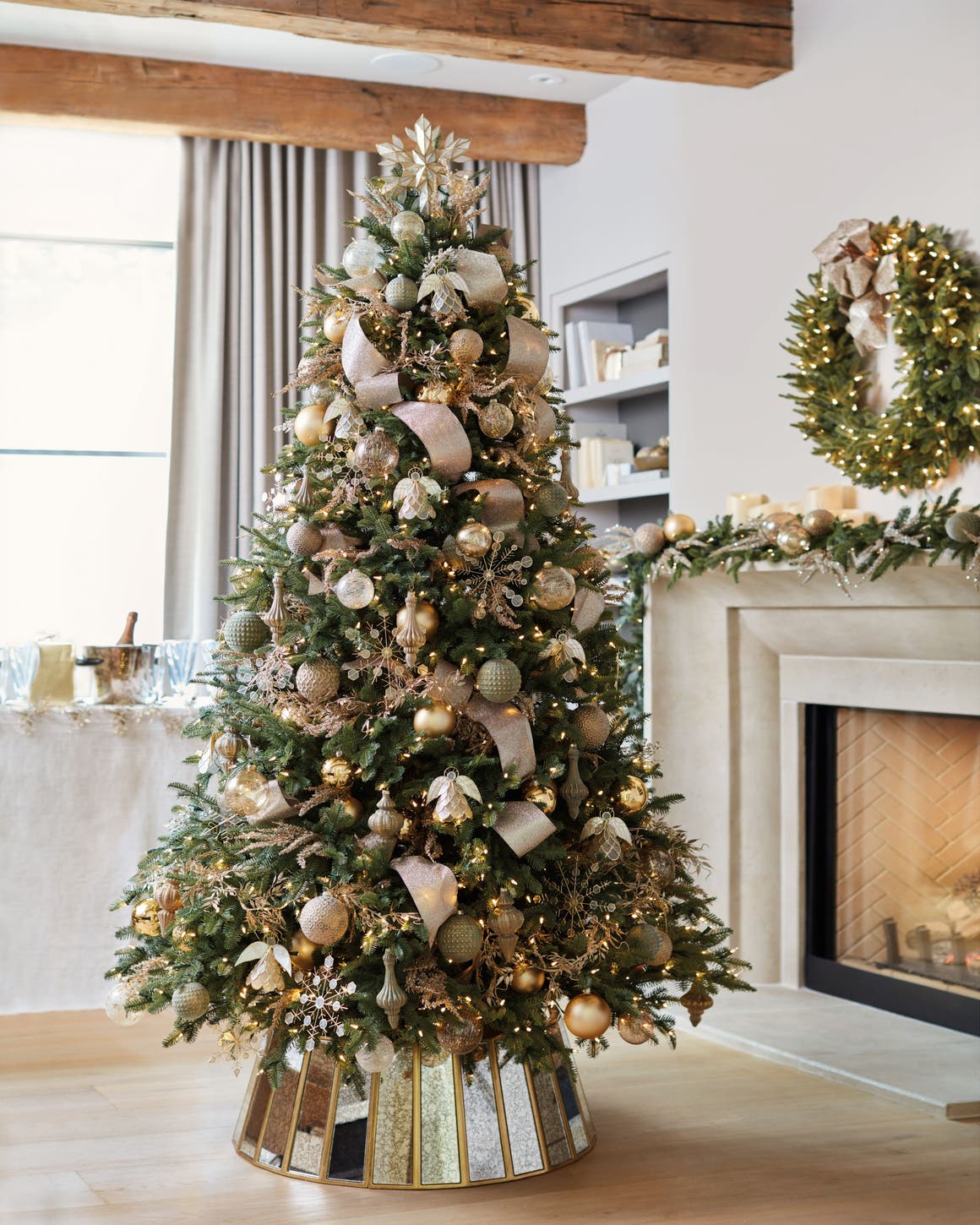 A decorated Balsam Hill Christmas tree.