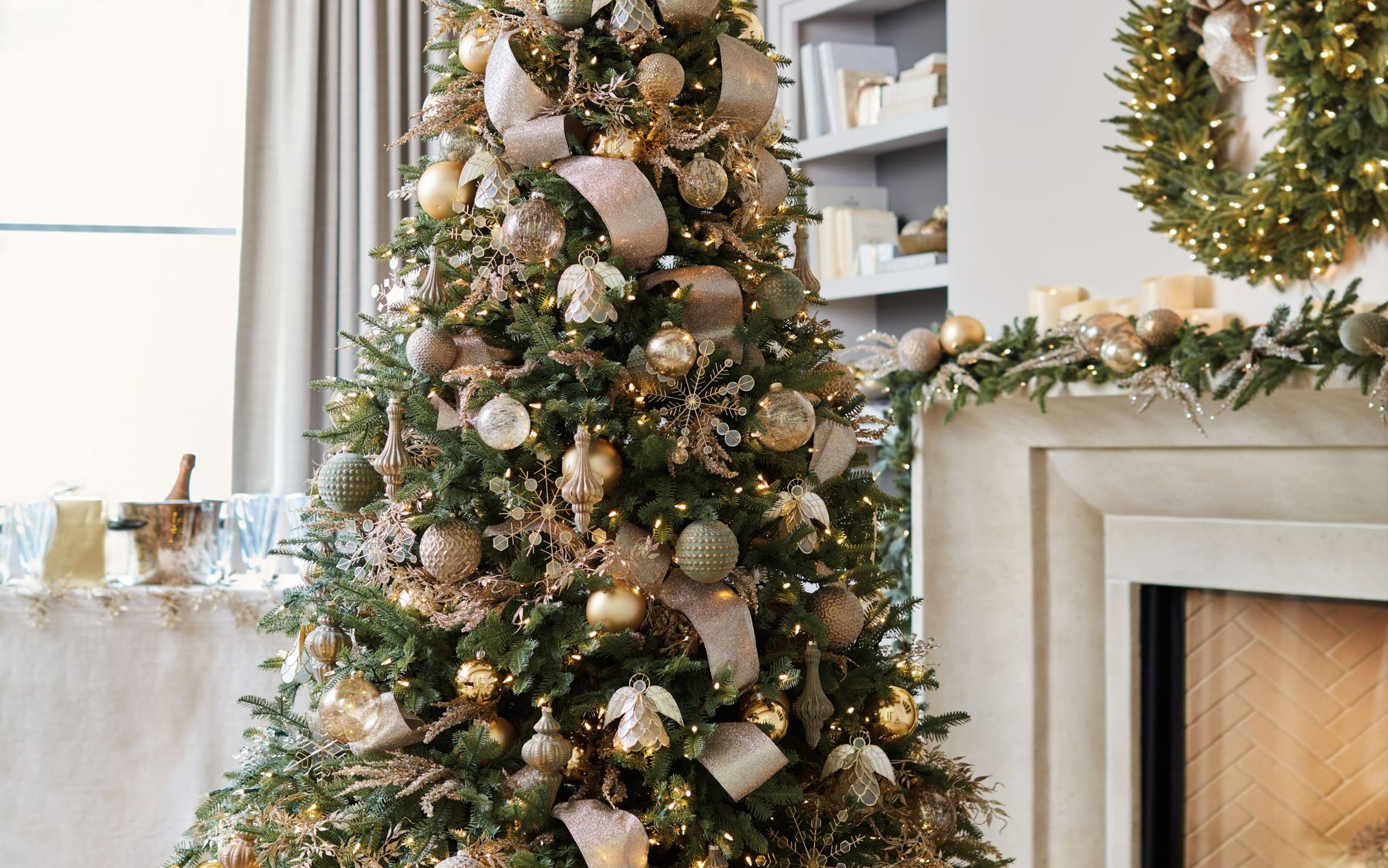 A decorated Balsam Hill Christmas tree.