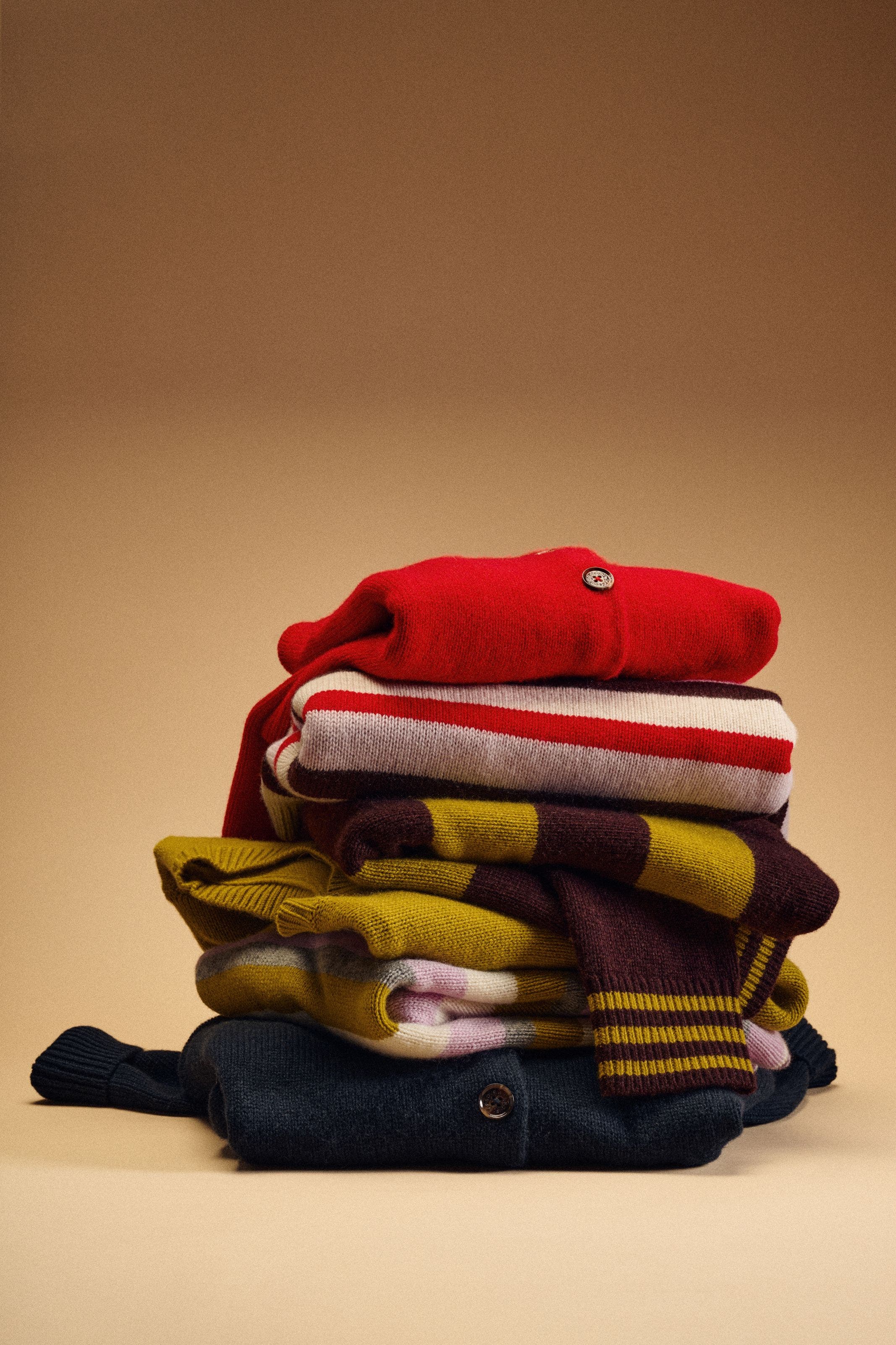 a stack of sweaters.