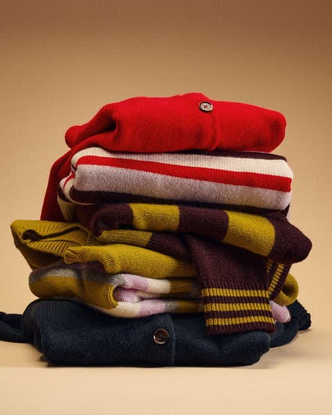 a stack of sweaters.