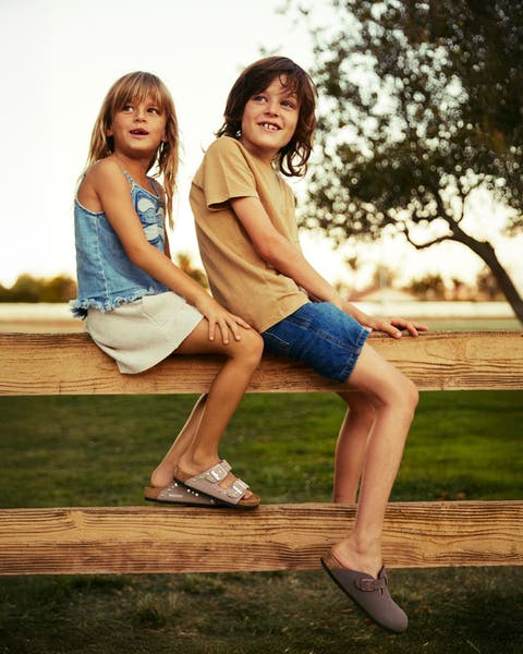 Kids wearing Birkenstocks.