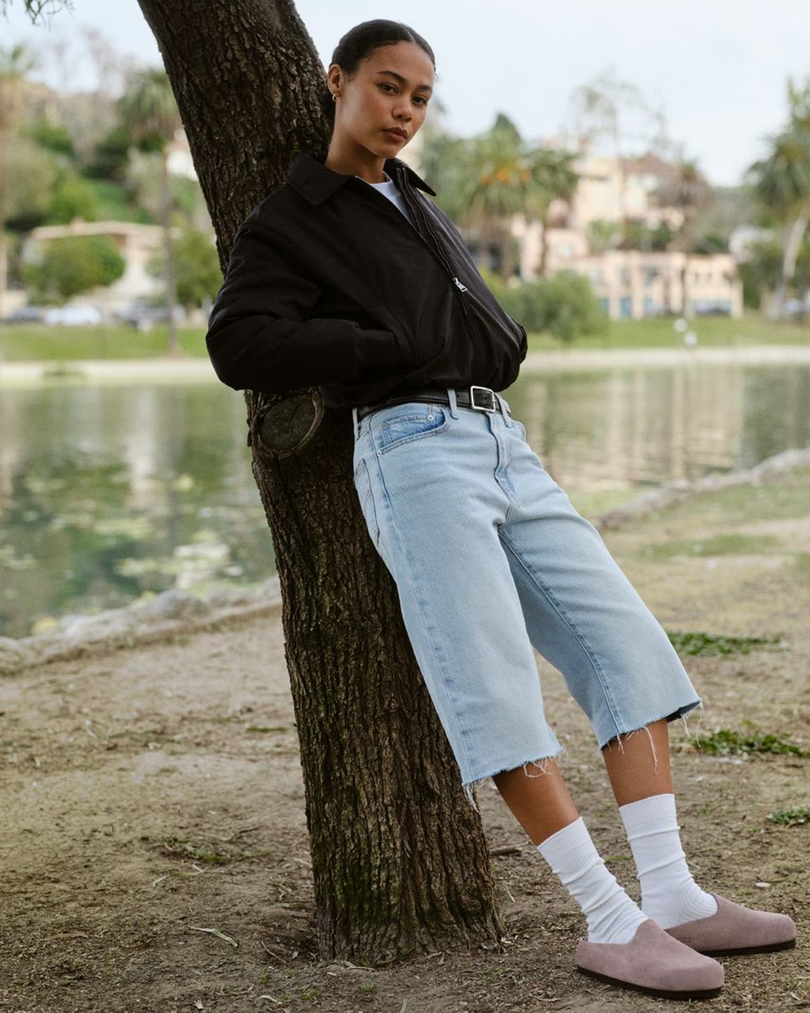 Woman wearing Birkenstocks.