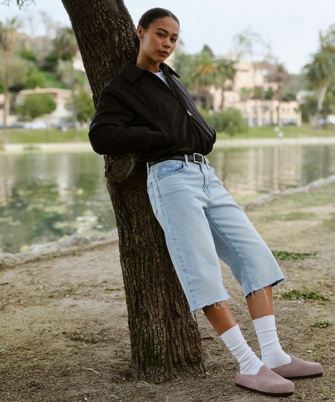 Woman wearing Birkenstocks.