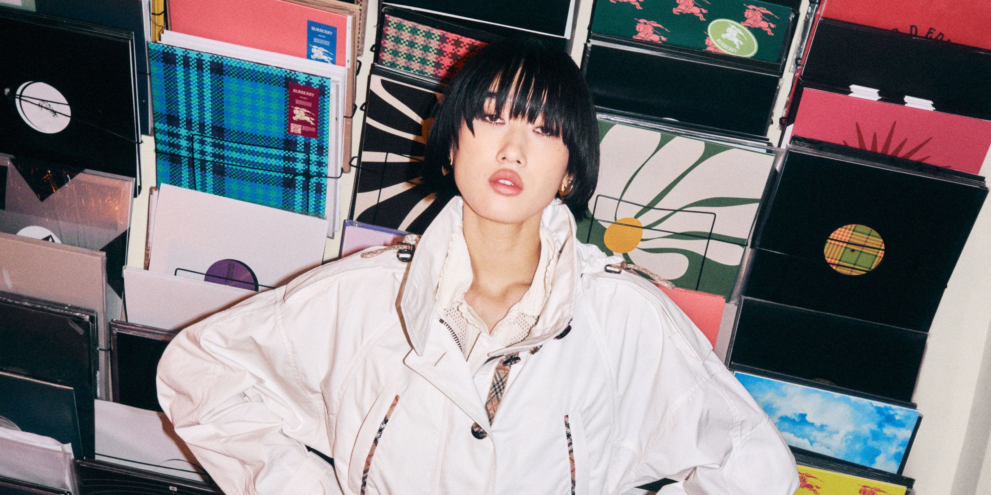 Woman wearing Burberry look