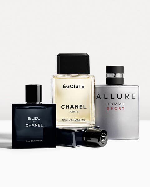 A collection of men's fragrances from CHANEL.
