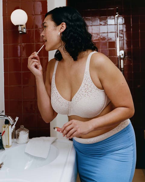 Woman wearing Chantelle Lingerie underwire bra.