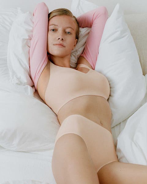 Woman wearing Chantelle Lingerie bra and underwear.