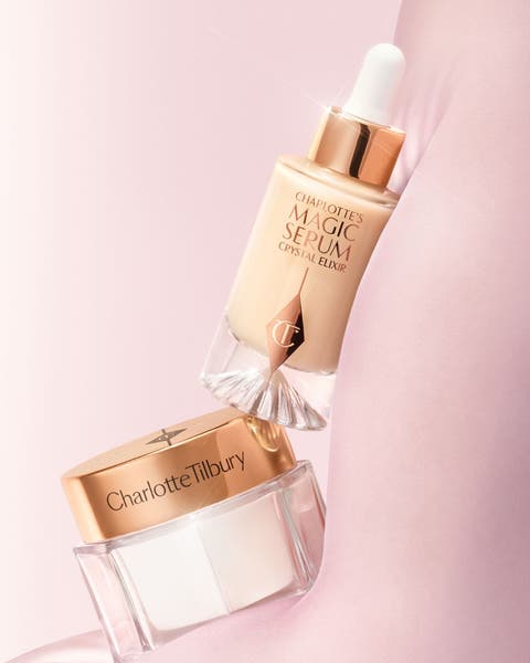 Featuring Charlotte Tilbury's Magic Cream and Magic Serum.