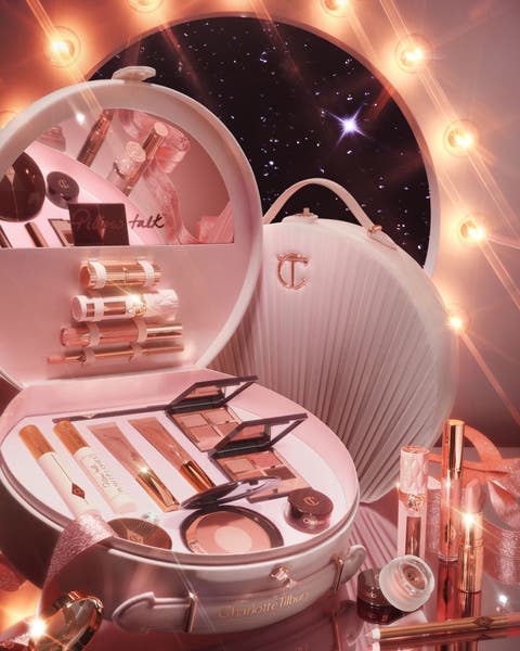 Charlotte Tilbury holiday gift set with makeup and skincare.