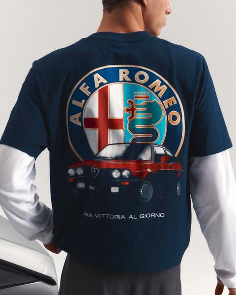 a man wearing a graphic tee.