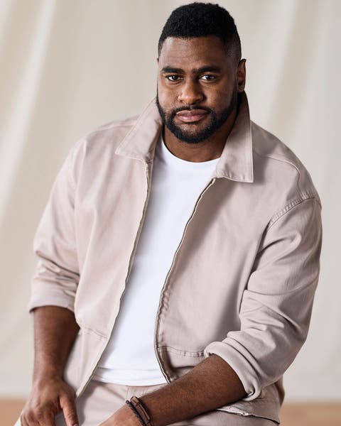 A man wearing clothing from DXL Big & Tall.