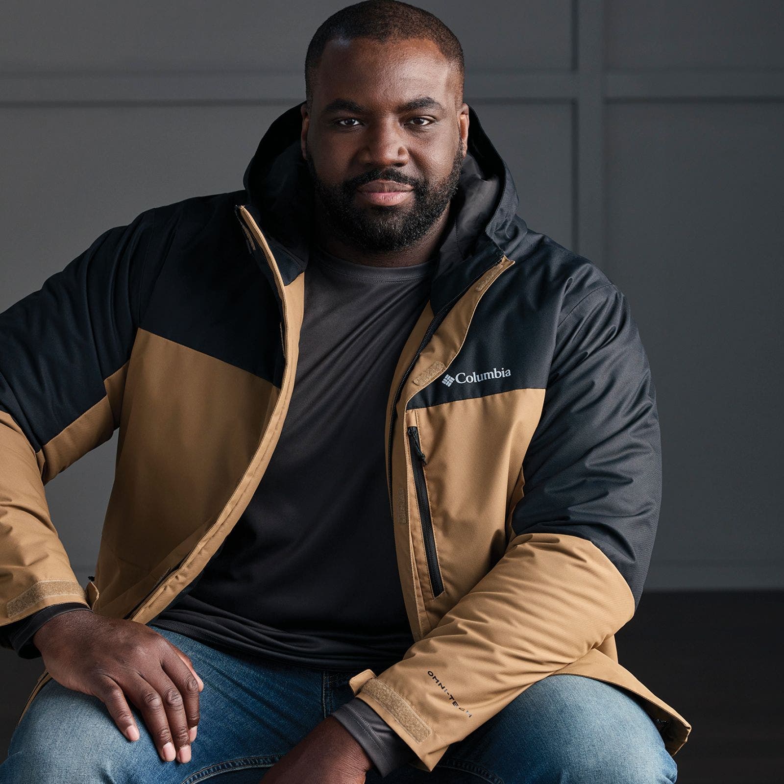Man in Columbia jacket.
