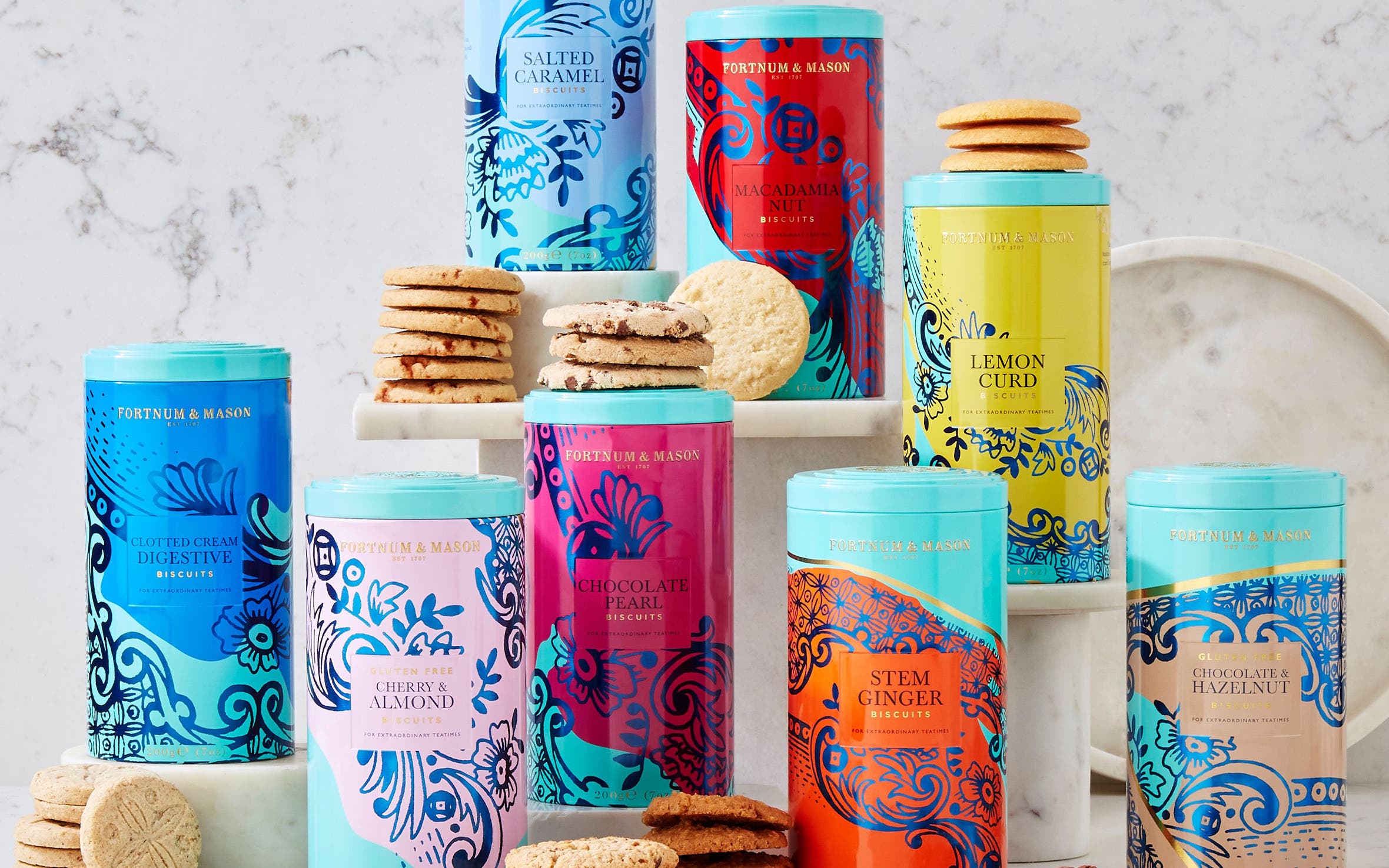 A selection of Fortnum & Mason bicuits.
