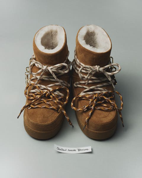 Brown double lace shearling lined boots