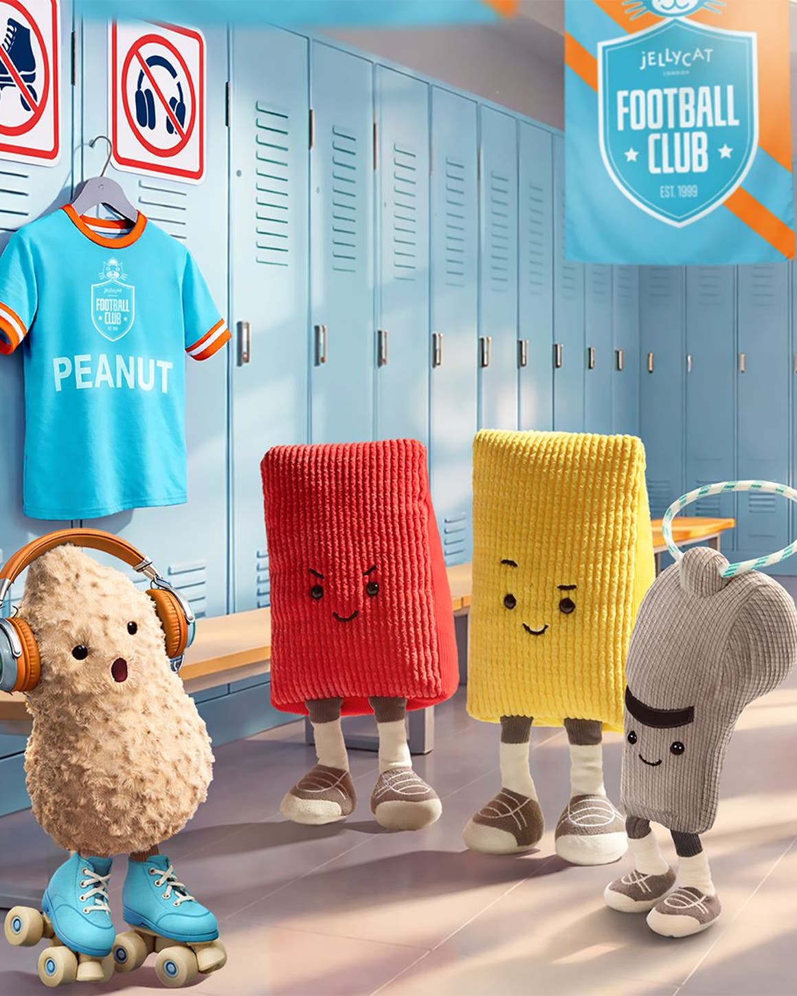Animation of Jellycat toys having a team huddle.