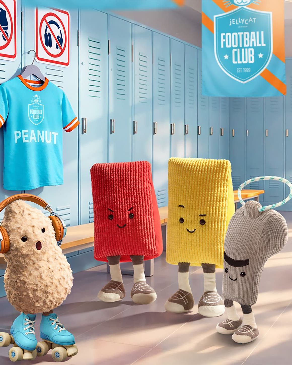 Animation of Jellycat toys having a team huddle.