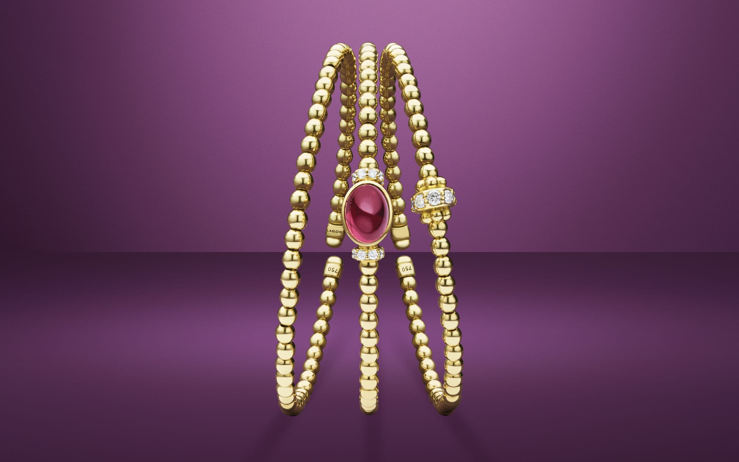 Bracelets from the LAGOS Gold Caviar Collection.