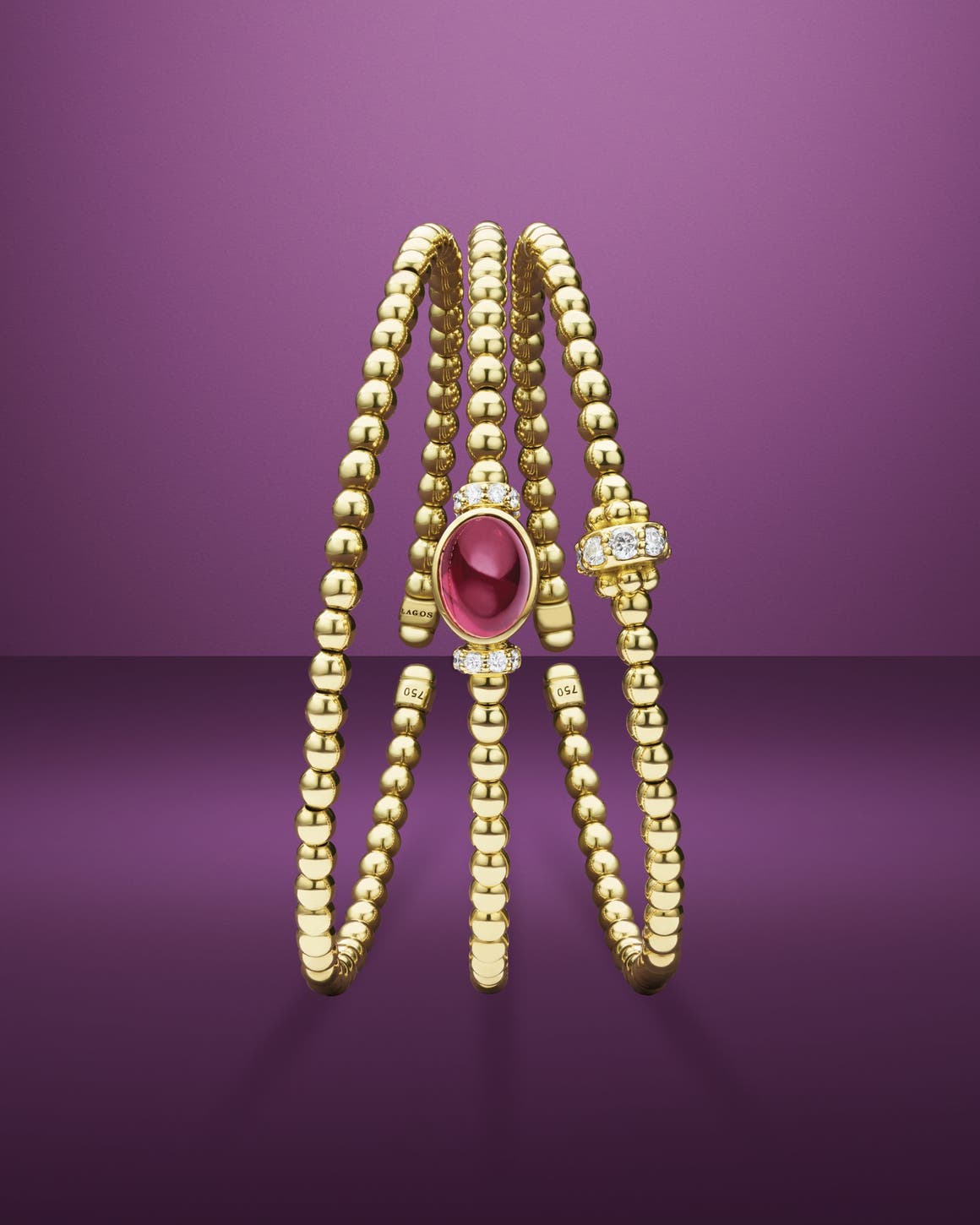 Bracelets from the LAGOS Gold Caviar Collection.