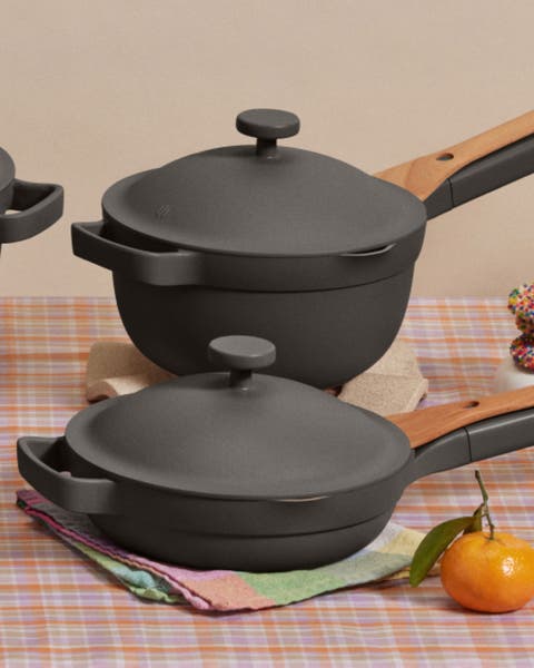 Pots and pans on a table.