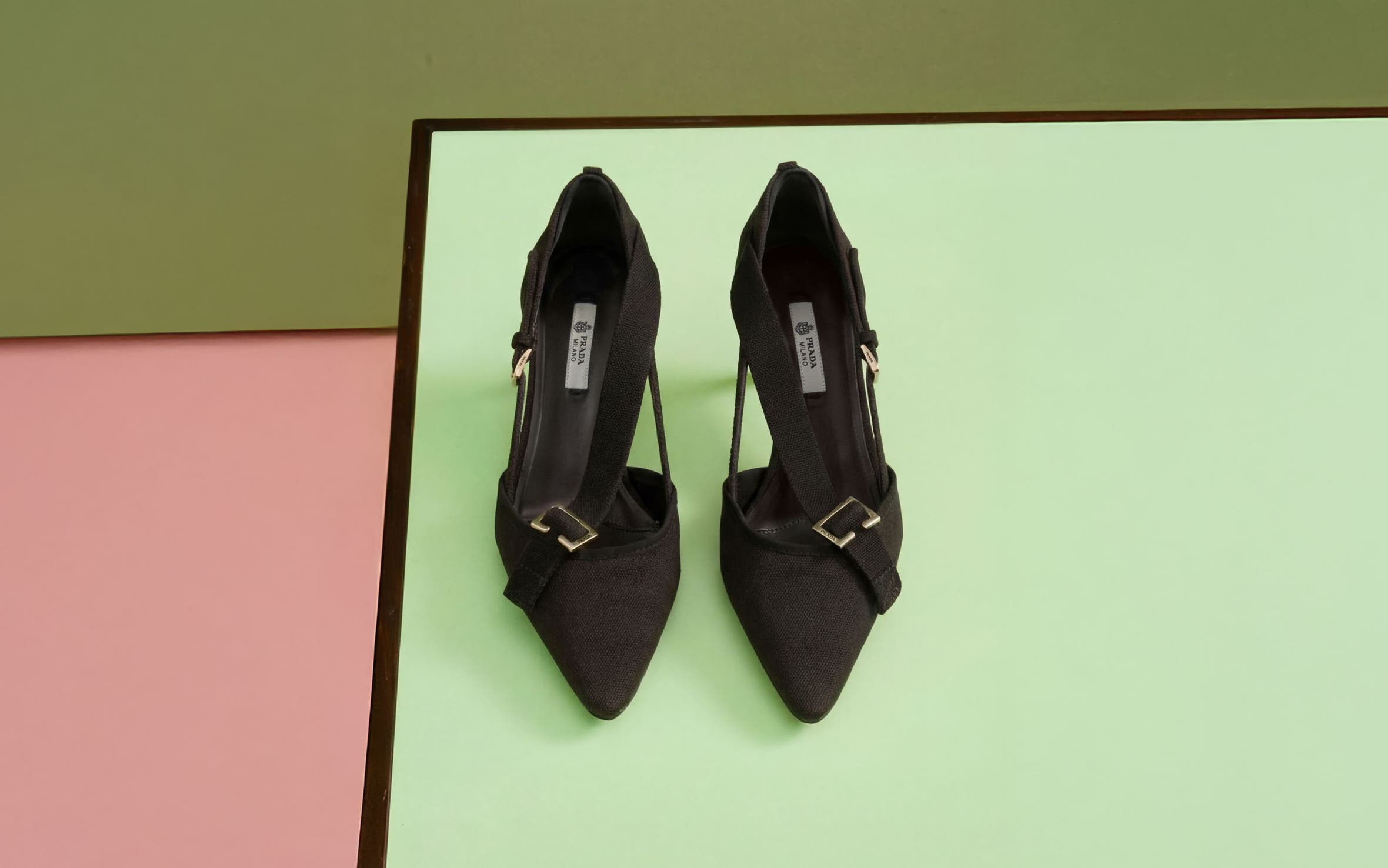 Prada heels in black.