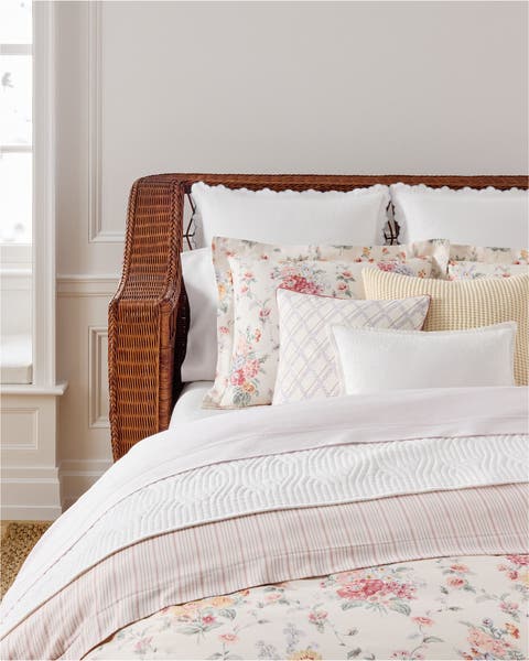 Lauren Ralph Lauren Selina Floral & Stripe Reversible Sateen Duvet Cover & Sham Set.