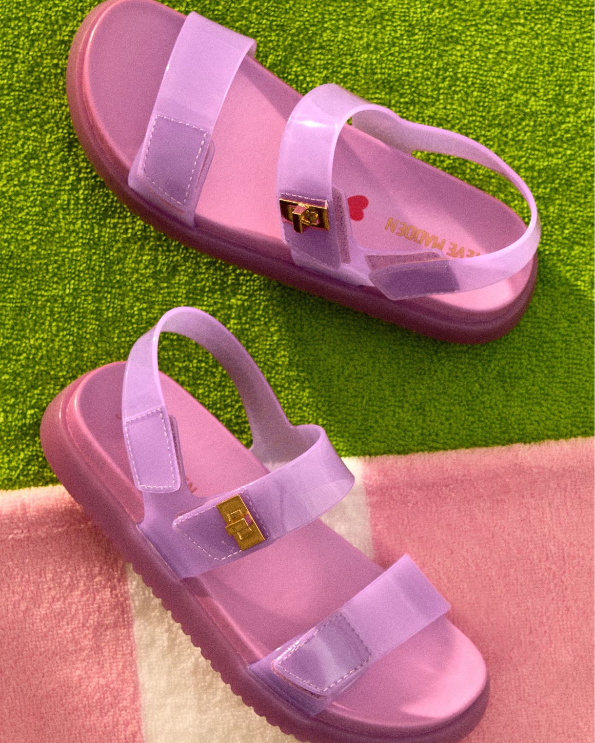 Girls' pink sandals from Steve Madden.