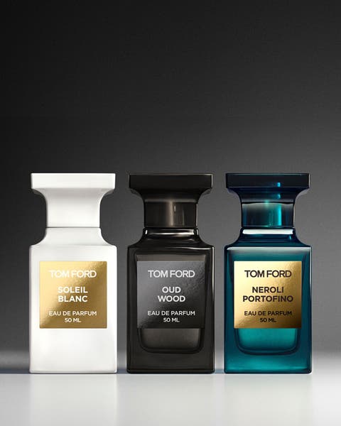 A trio of Tom Ford fragrances for men and women.