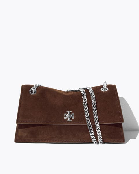 Brown suede shoulder bag
