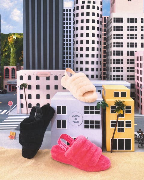 Black, Pink and White UGG slippers