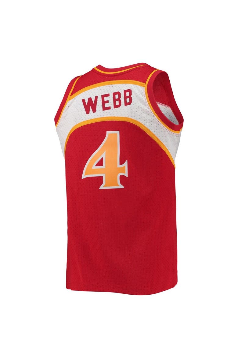 Men's Mitchell & Ness Spud Webb Red Atlanta Hawks Hardwood Classics Swingman Jersey, Alternate, color, Red