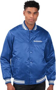 STARTER Men's Starter Royal Seattle Seahawks Locker Room Satin Full-Snap Varsity Jacket