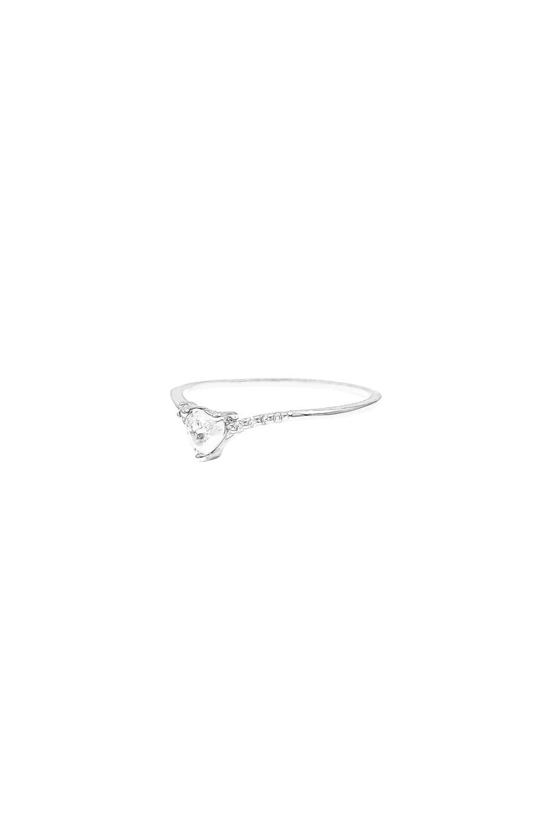 14k Gold Plating Bella Heart Ring Trendy Minimalist Dainty, Main, color, Silver - Size 6