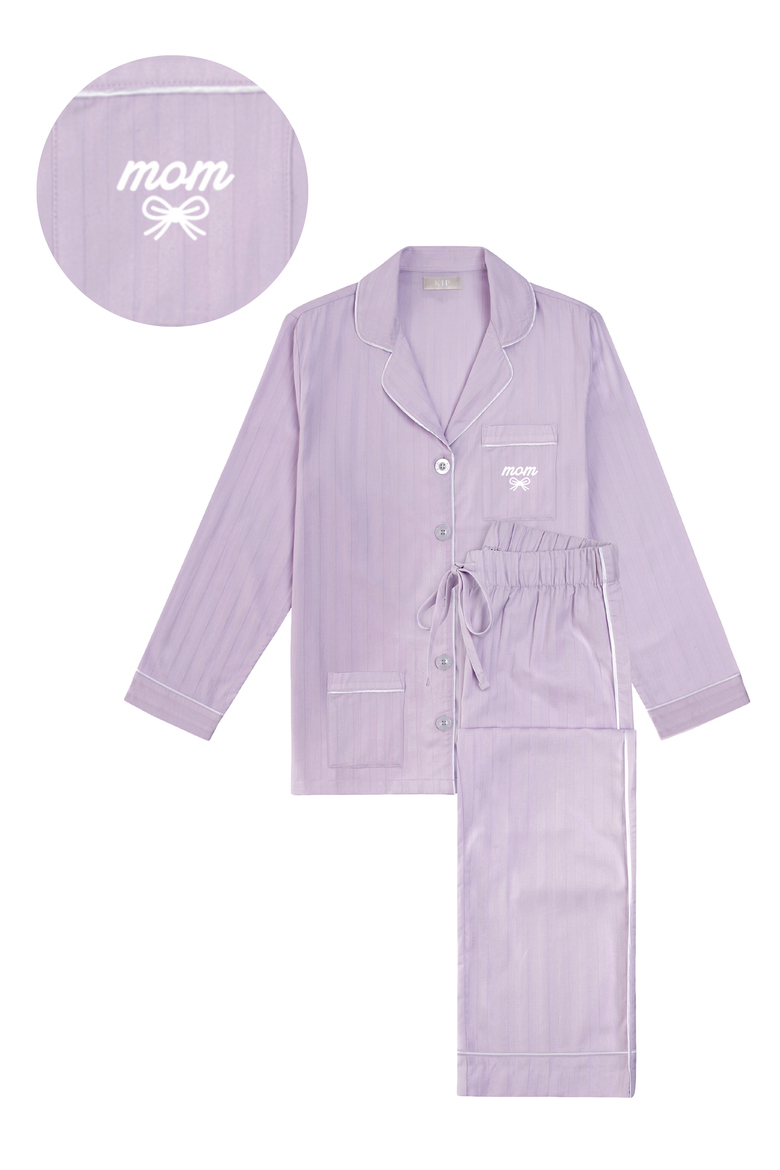 Mom Cotton Pajama Set, Alternate, color, Lavender