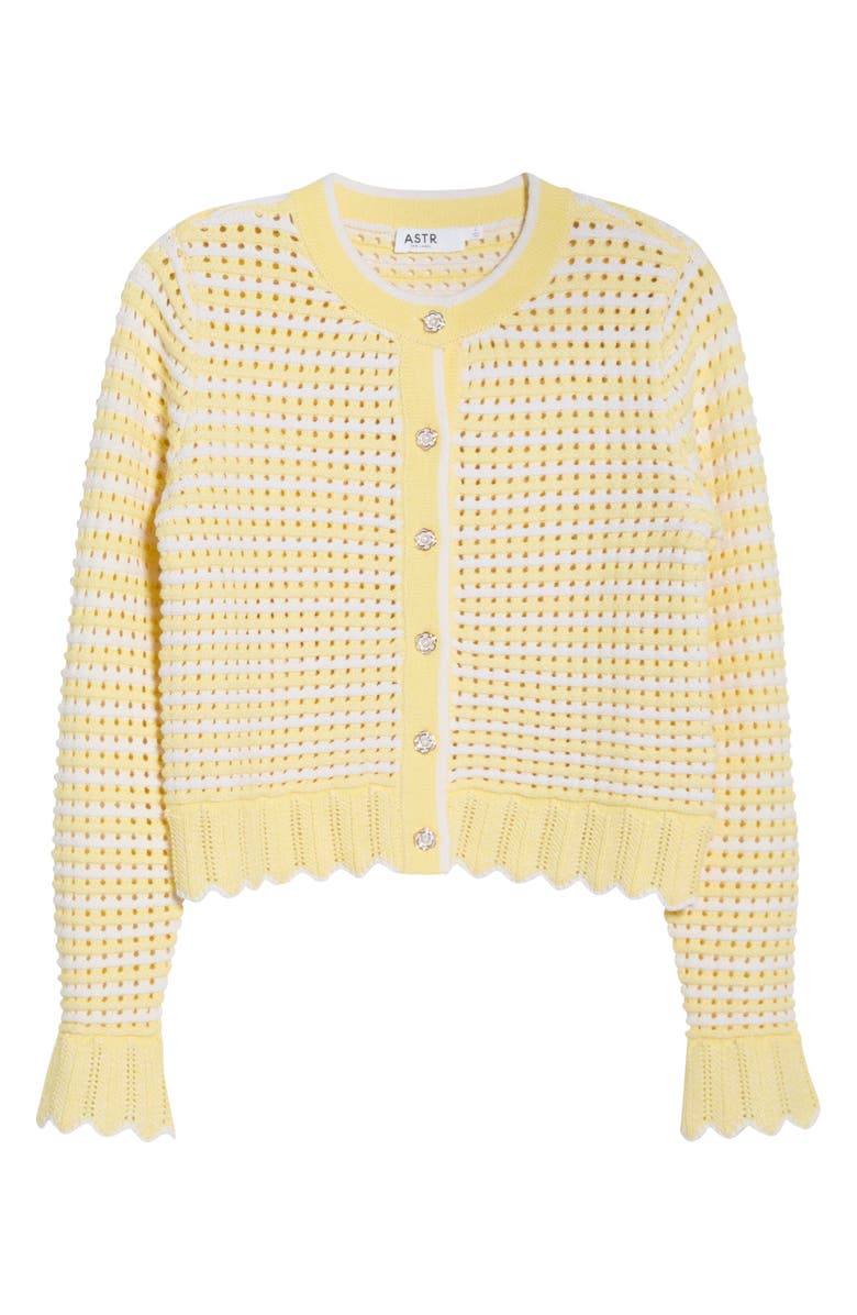 ASTR the Label Karly Open Stitch Cardigan, Main, color, Off White Yellow