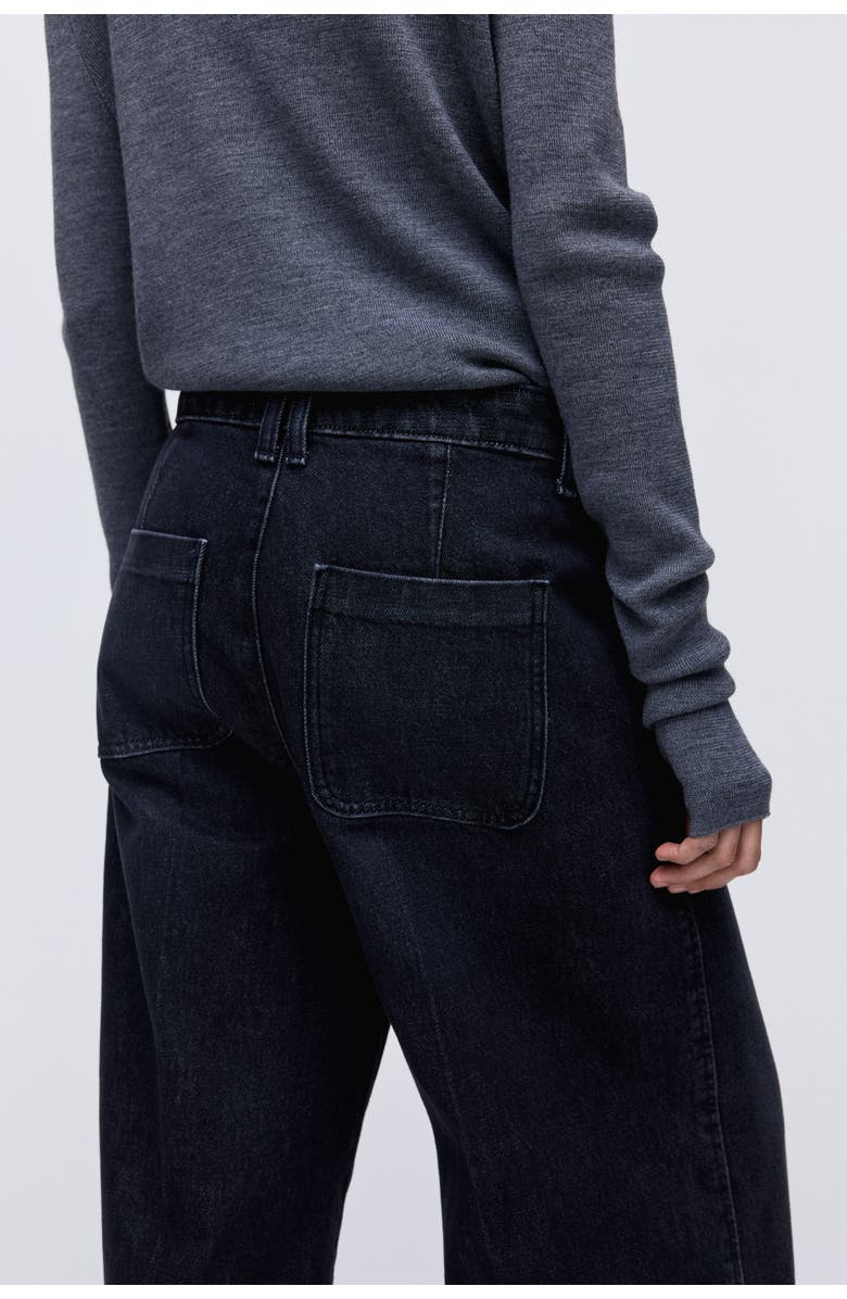 H&M Super Wide High Jeans, Alternate, color, Washed Black