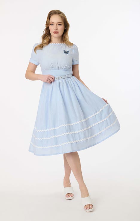 Boatneck Ricrac Swing Dress