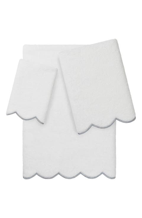Adornia Scallop 3-Piece Towel Set
