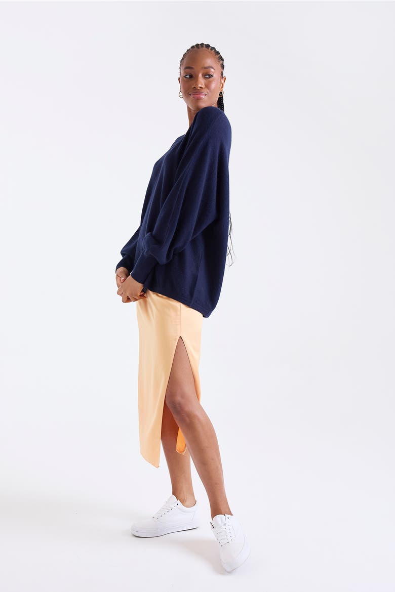 Paros V-Neck 100% Cashmere Sweater, Alternate, color, NAVY
