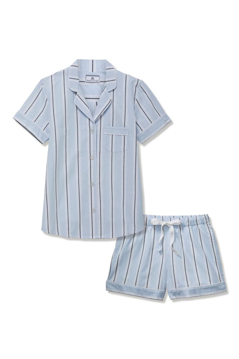 Coastal Stripe Cotton Twill Short Pajamas, Alternate, color, BLUE