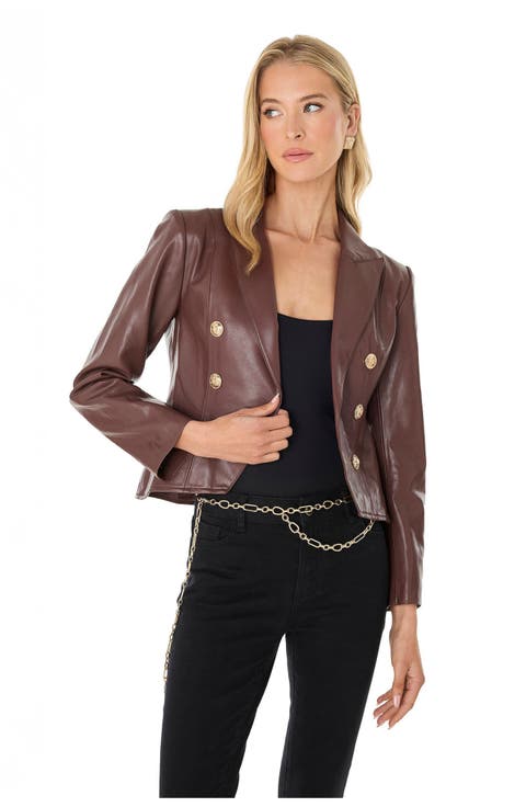 Gabrielle Leather Double Breasted Blazer