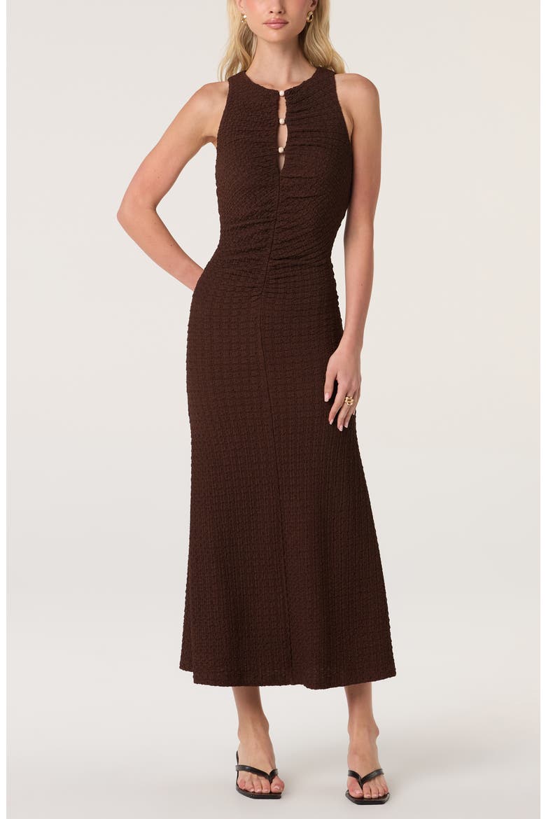 Skyla Sleeveless Midi Dress, Main, color, BROWN
