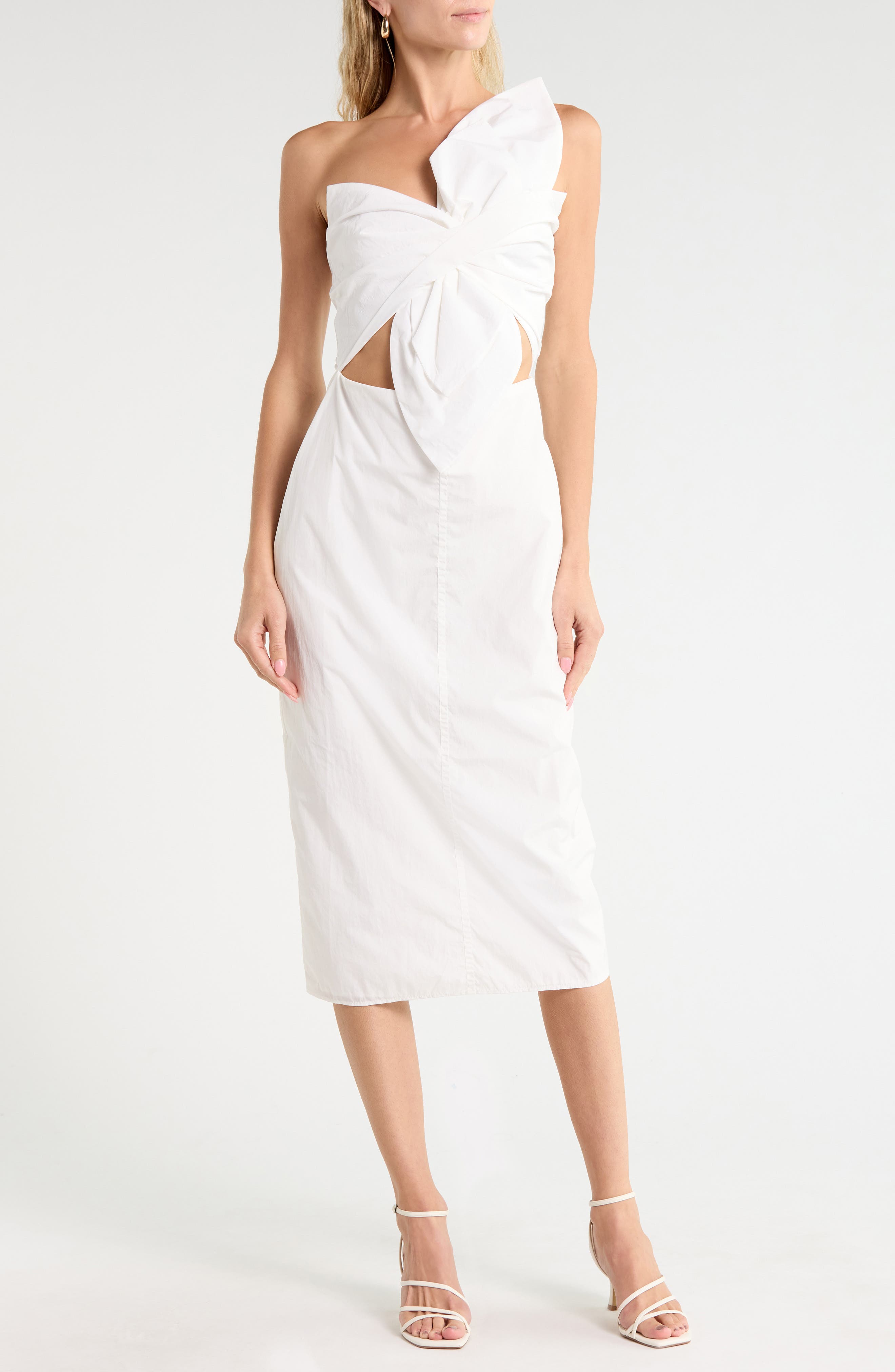 Carmen Knot One-Shoulder Midi Dress