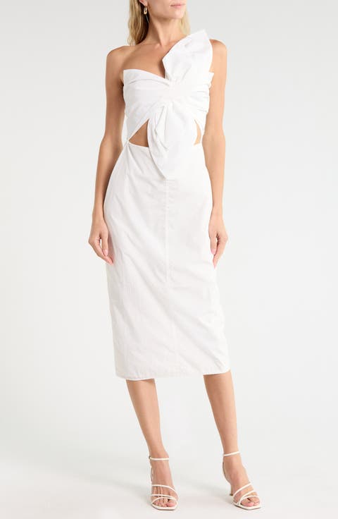 Carmen Knot One-Shoulder Midi Dress