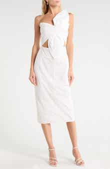 Carmen Knot One-Shoulder Midi Dress
