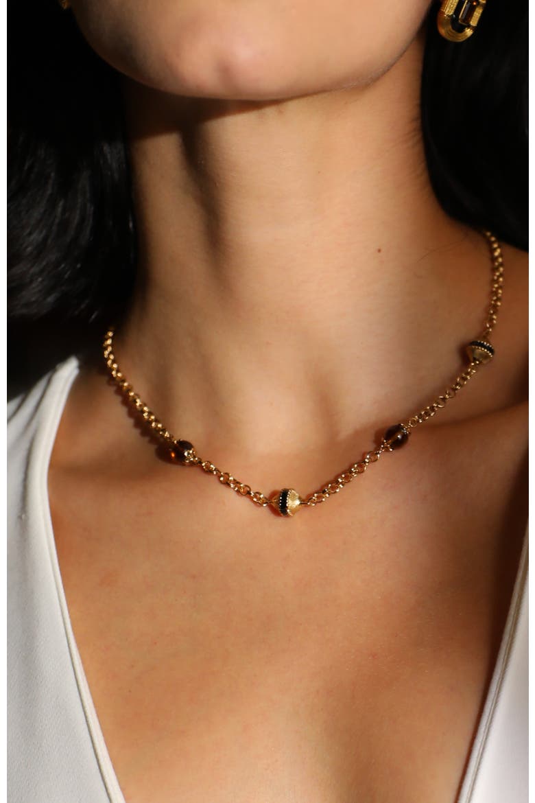 Roman Night Necklace, Alternate, color, Brown & Gold