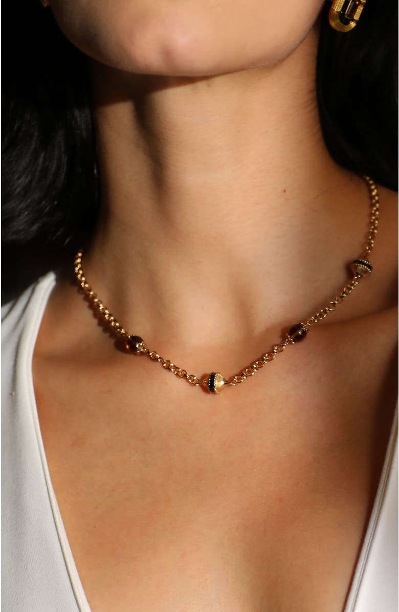 RC RETRO CHIC Roman Night Necklace, Alternate, color, Brown & Gold