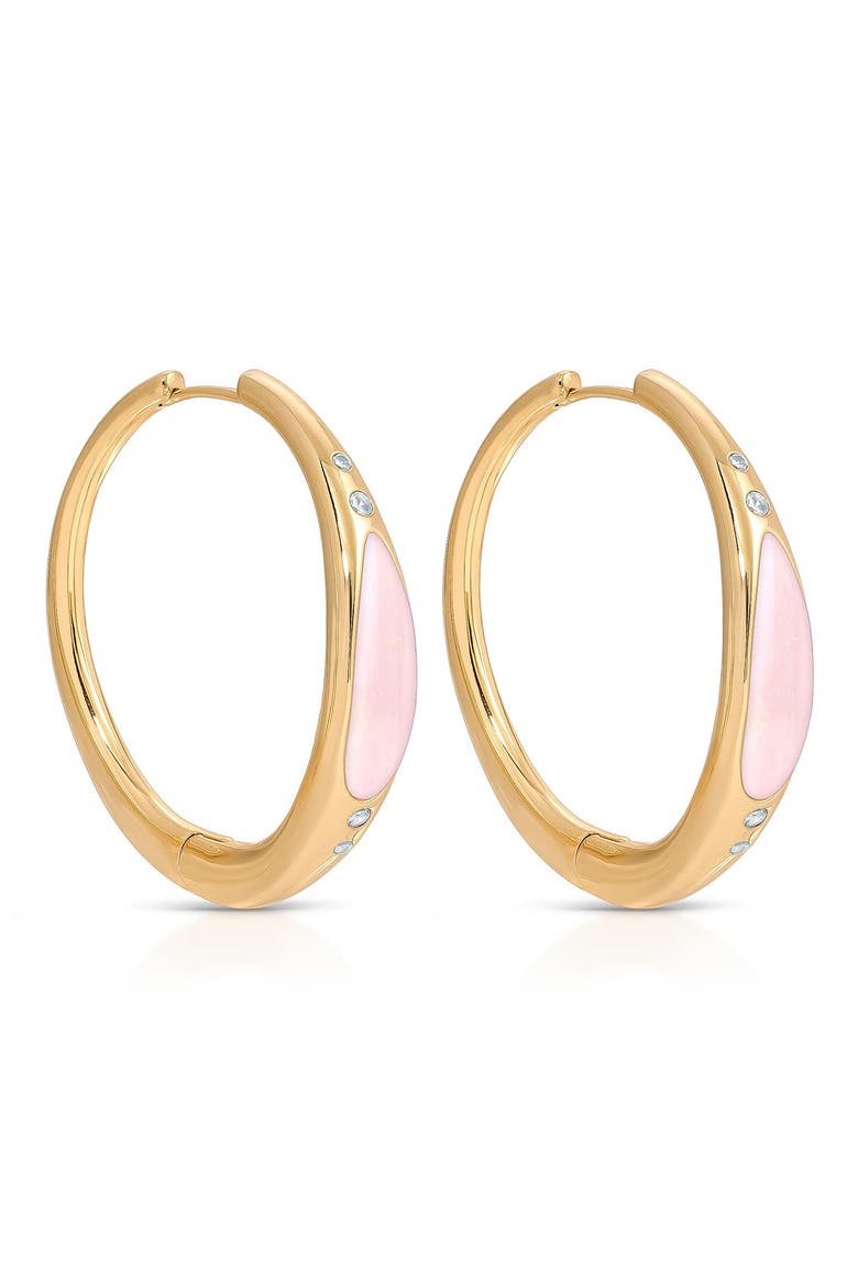 Solstice Hoop Earrings, Alternate, color, ROSE QUARTZ