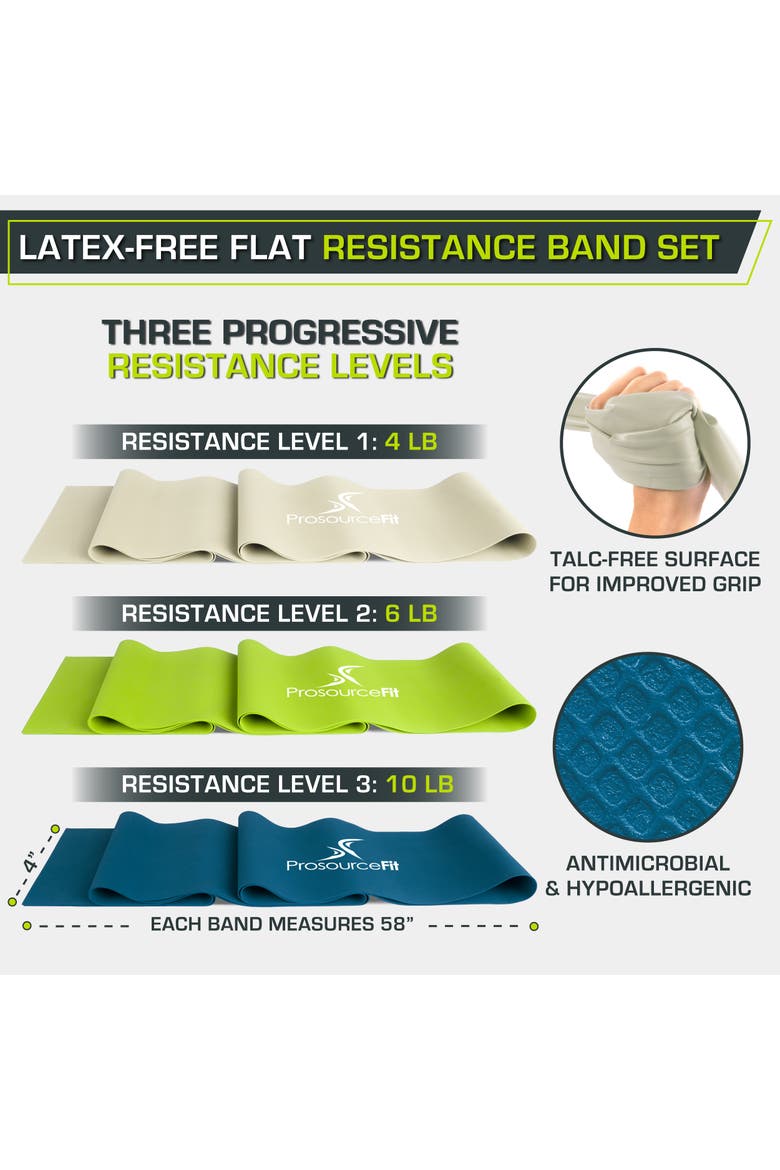 Latex-Free Flat Resistance Band 3 Pack, Alternate, color, Assorted