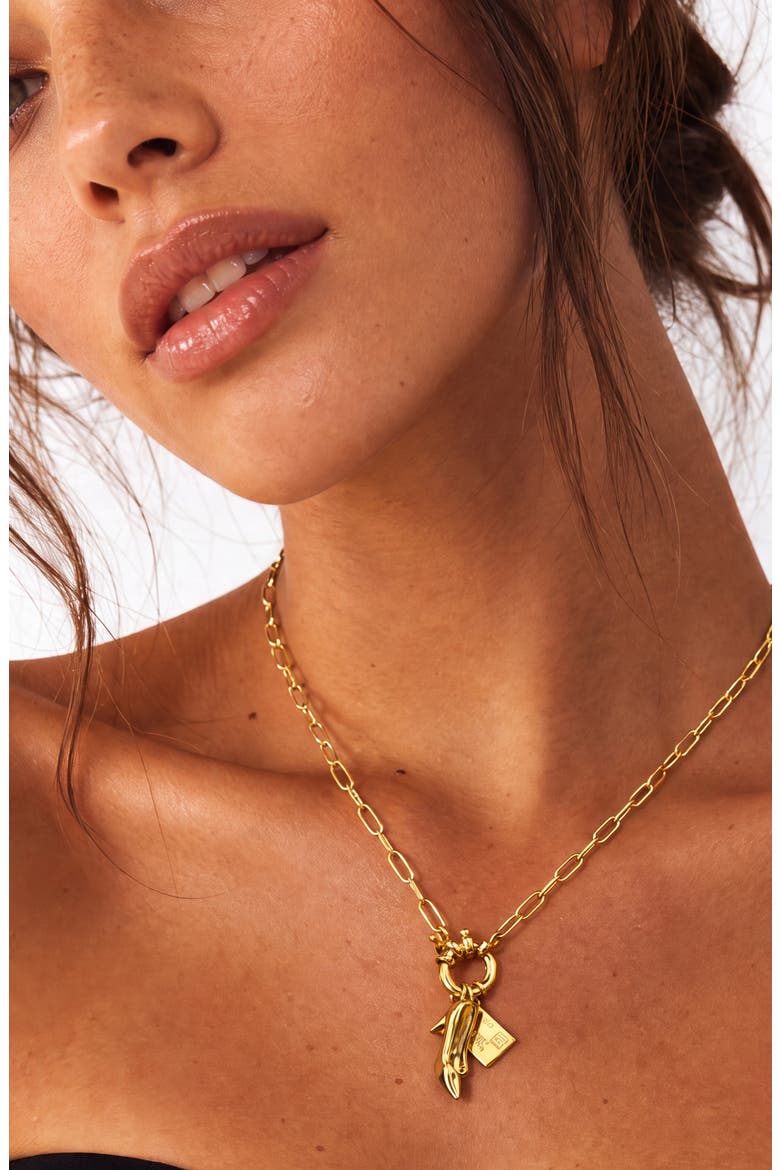 Shoe & Shopping Bag Charm Pendant Necklace, Alternate, color, GOLD